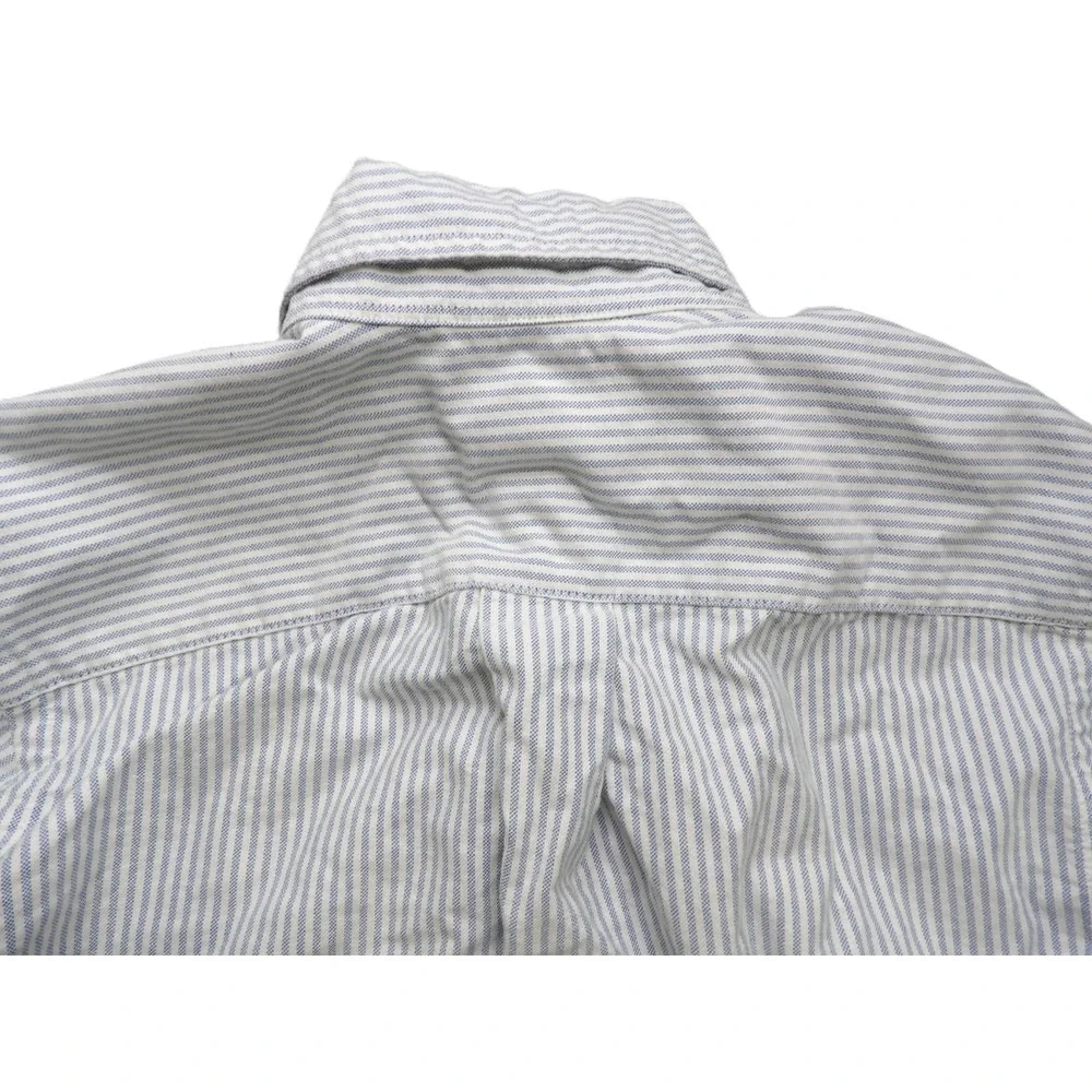 Ralph Lauren Boys Stripe Oxford Shirt Cotton Button Down 8 Light Blue White Pony